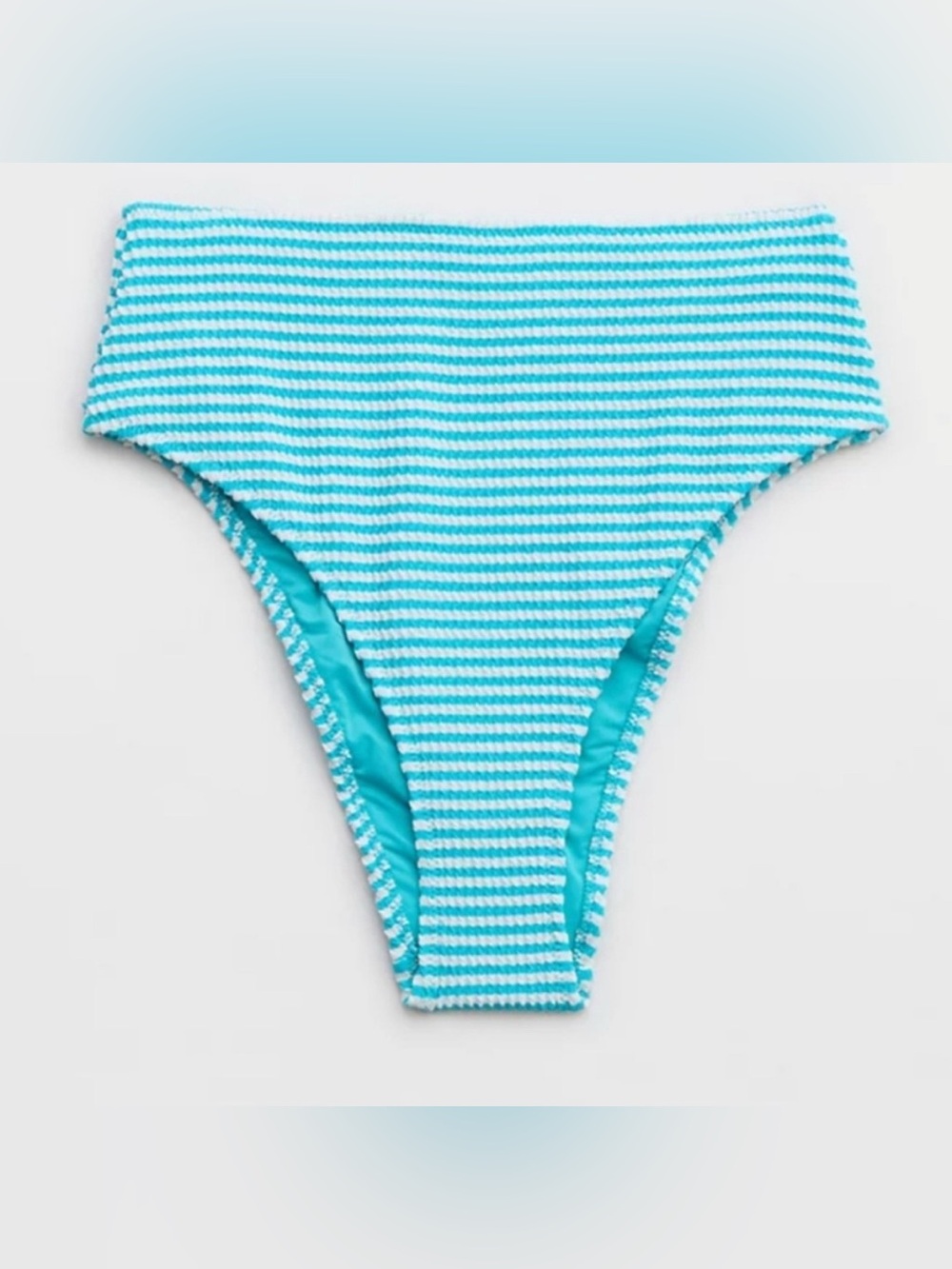 Aerie FULL Set, Crinkle Stripe Tie String Top/ High Cut Cheeky Bottoms - Picture 11 of 16